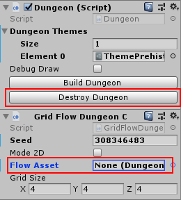 DungeonGridFlow game object properties