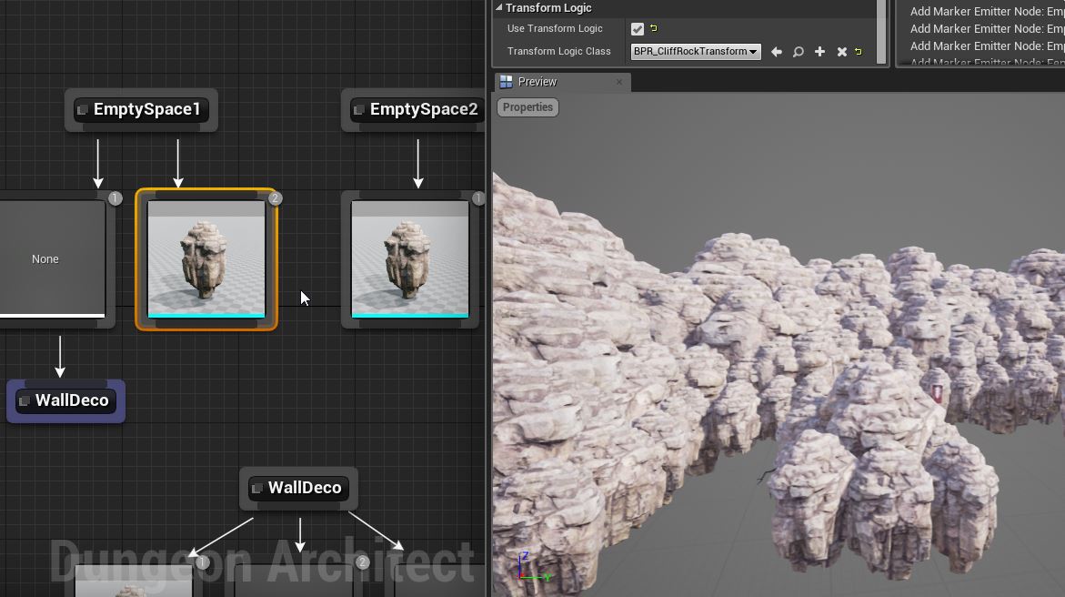 Transform rule applied to rock nodes