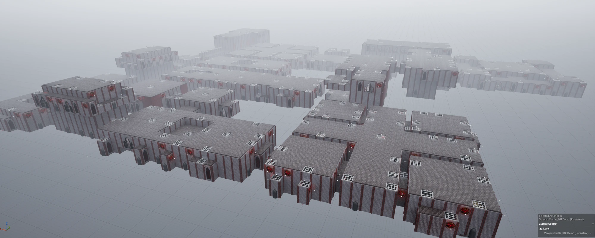 The whole Gothic Vampire Castle from above: blockout rooms stitched together by Snap Grid Flow